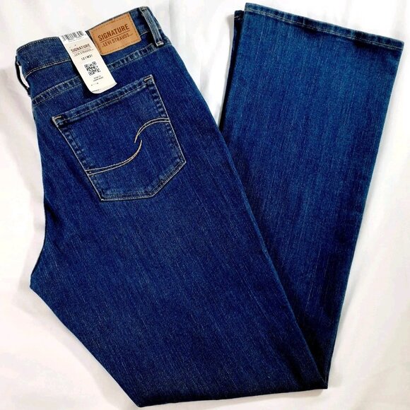 Levi Strauss Signature Jeans Womens 12 W31 MidRise Bootcut Medium Wash Denim NWT - Picture 1 of 15
